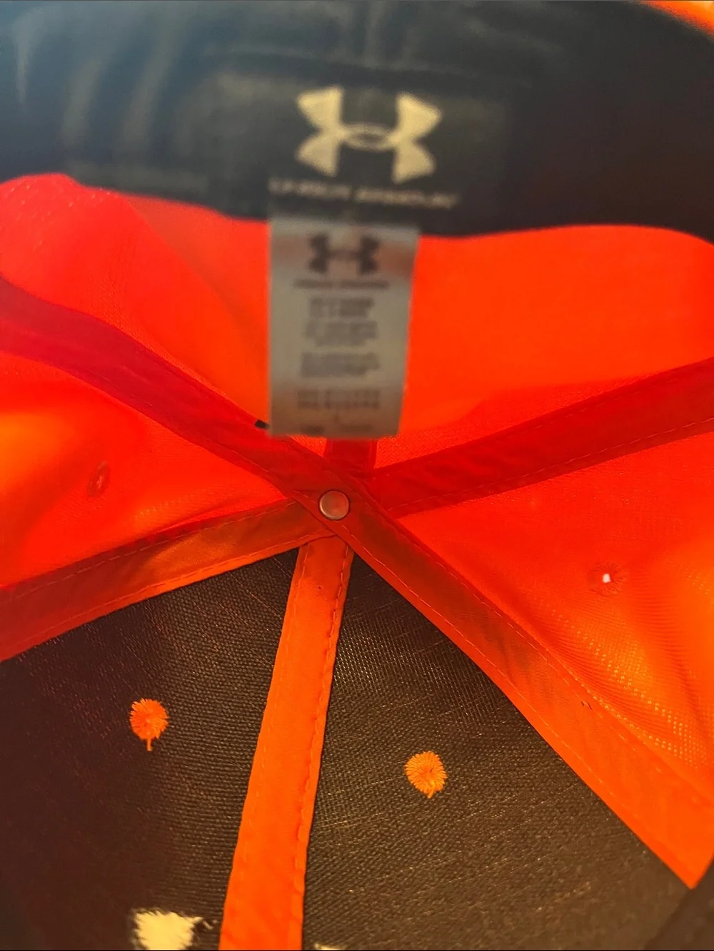 Under Armour Hat-Cap Orange With Black Embroidered Logo At Front
